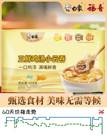 白象儿童早餐速食水饺馄饨饺子半成品508g三鲜鸡汤小云吞 60只