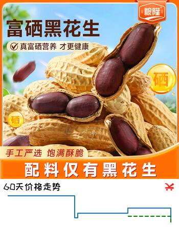 【7折】粮隆富硒黑花生420g 带壳原味花生米山东特产农家花生休闲零食品https://u.jd.com/krN0hMC----普遍有货 | 下77件最优到手单价：16.74 -> 【12.15】