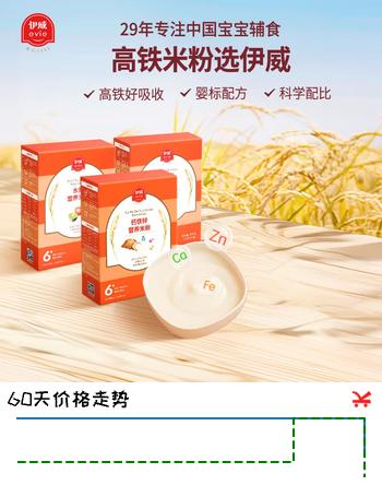 伊威（Eastwes）高铁米粉婴儿米糊儿童无添加白砂糖宝宝营养辅食婴幼儿钙铁锌米糊 原味营养米粉 160g*1盒