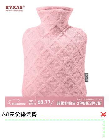 BYXAS/百赛施德国TUV认证灌水暖水袋注水热水袋暖手宝 中号1.2L冰莓粉