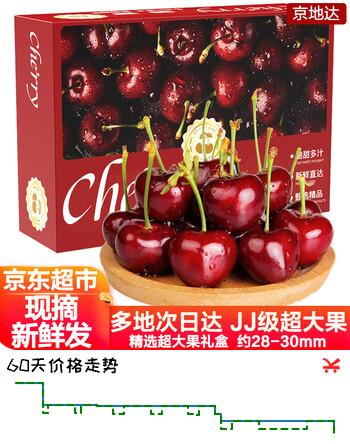 京地达山东美早大樱桃JJ级超大果净重2.8斤 单果28-30mm 水果源头直发