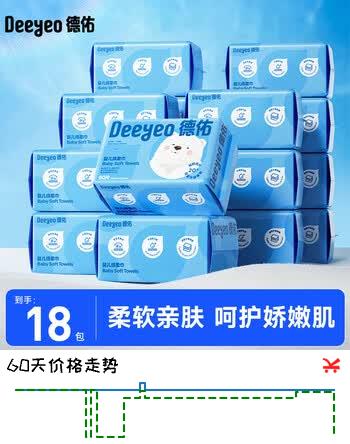 德佑绵柔巾婴儿小熊巾宝宝一次性洗脸巾柔软手口洁面巾擦屁屁 80抽*18包