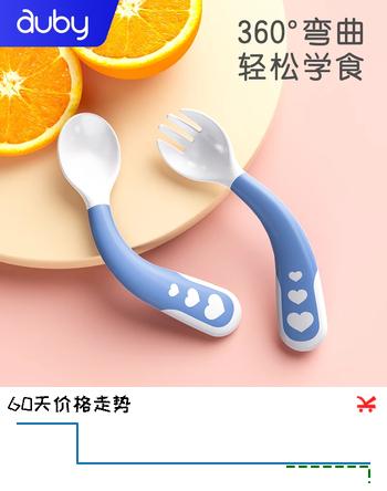 澳贝婴幼童辅食碗  防烫耐高温多功能生日礼物 可弯曲叉勺套装（蓝色）