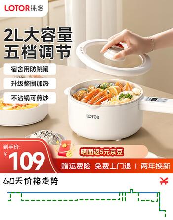 LOTOR徕多电煮锅家用小火锅学生宿舍多功能小火锅电炒锅迷你泡面锅电热锅一锅多用小电锅煮面锅20CD