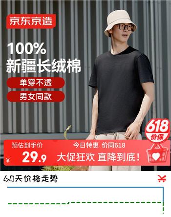 京东京造【情侣纯棉T】t恤男女春季新款休闲衣服打底衫内搭短袖黑2XL