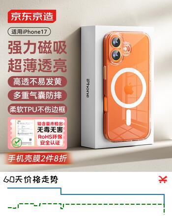 京东京造【超强防摔|磁吸冰透】iPhone17 手机壳磁吸苹果17 保护套透明磁吸防摔MagSafe充电新款