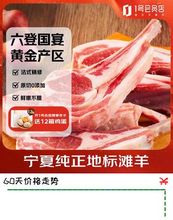 1号会员店（One’s Member）宁夏盐池滩羊 法式羊排 净重2斤 180天地标羊肉烧烤食材赠腌料