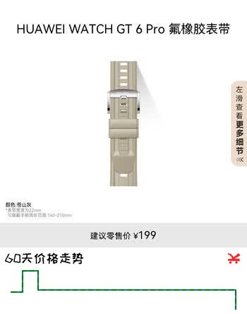 【6折】HUAWEI WATCH GT 6 Pro 苍山灰氟橡胶表带 适配 WATCH GT 6 Pro（46mm）https://u.jd.com/kgioUA0----部分有货 | 下1件最优到手单价：143 -> 【99】