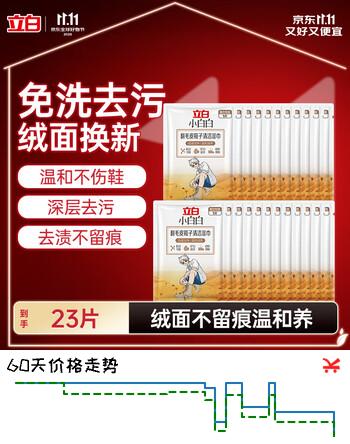【7折】立白小白白翻毛皮鞋子清洁湿巾促销装23片（1片23片）免水洗鞋https://u.jd.com/FrdY9XG----普遍有货 | 下21件最优到手单价：11.9 -> 【8.94】