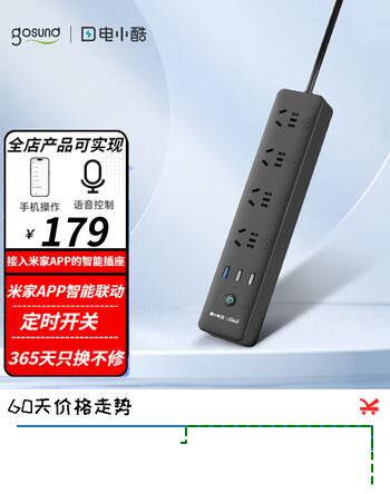 电小酷智能新国标排插 已接入米家APP 分控定时开关插排 鱼缸专用 语音控制 18W插座USB 远程操作 CP5-B 