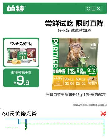 帕特主食冻干猫粮猫零食全价生骨肉冻干猫咪尝鲜爱心冻干 兔肉冻干12g