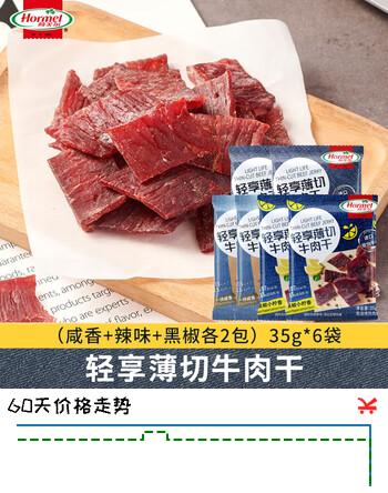 荷美尔（Hormel）轻享薄切牛肉干（咸香+辣味+黑椒各2包）35g*6袋