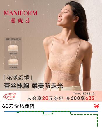 【5折】曼妮芬迷你芒果杯性感亲肤蕾丝抹胸内衣薄防走光美背可拆卸肩带文胸 粉底肤 L 165 适合101-120斤https://u.jd.com/k1LhC0f----普遍有货 | 下1件最优到手单价：124 -> 【69.5】