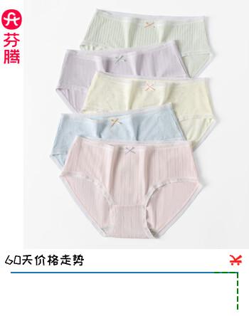 【5折】芬腾26新款内裤女款中腰棉质内裆三角裤底裤纯色简约大码三角裤短裤衩 FU26961277组合一 5条 XL 建议：125-145斤https://u.jd.com/Fad6KVm----普遍有货 | 下1件最优到手单价：59.9 -> 【29.95】