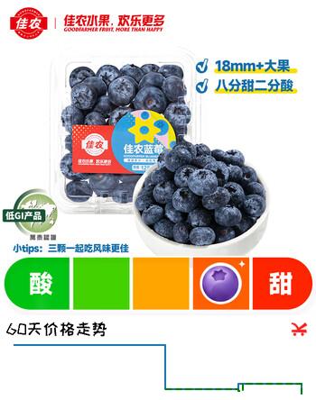 佳农云南蓝莓 18mm+ 4盒装 约125g/盒 新鲜水果 源头直发 包邮