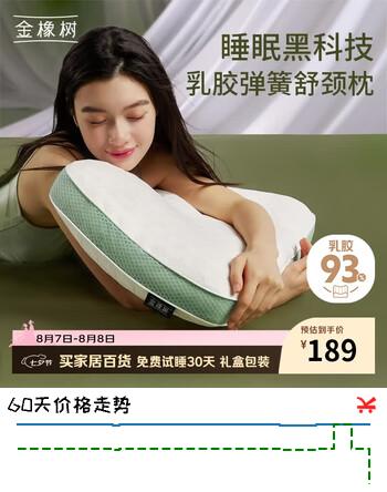 【8折】金橡树泰国天然乳胶枕弹簧枕头芯颈椎枕侧睡防打呼噜成人专用礼盒装https://u.jd.com/UDWkIFh----普遍有货 | 下1件最优到手单价：188 -> 【159】