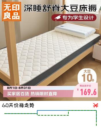 【7折】无印良品A类面料立体大豆床垫遮盖物单人床褥学生四季可折叠褥子90200cmhttps://u.jd.com/kgubxPf----普遍有货 | 下3件最优到手单价：192 -> 【149.5】