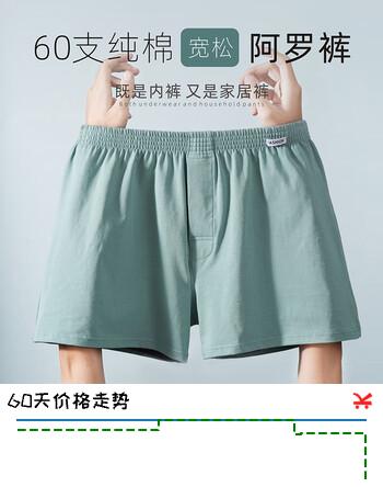 俞兆林（YUZHAOLIN）【2条】阿罗裤男士内裤男纯棉平角加大码青年四角内裤睡短裤宽松