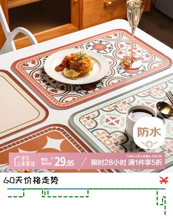 艾薇餐垫餐桌垫皮西餐垫防水隔热垫茶几桌布餐具垫杯垫40*30复古棕+绿