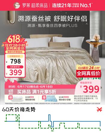 罗莱家纺 100%蚕丝春秋被 A类抗菌蚕丝被四季可用 220*250cm约5.6斤