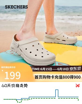 斯凯奇（Skechers）父亲节礼物夏季男士洞洞鞋外穿软底包头凉鞋拖鞋防滑沙滩鞋243160