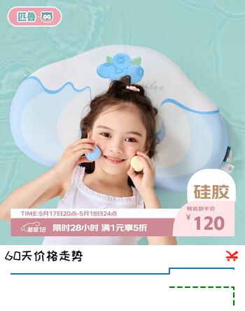 匹鲁儿童枕头婴幼儿A类透气1-3岁可水洗硅胶枕芯宝宝幼儿园午睡枕 蓝