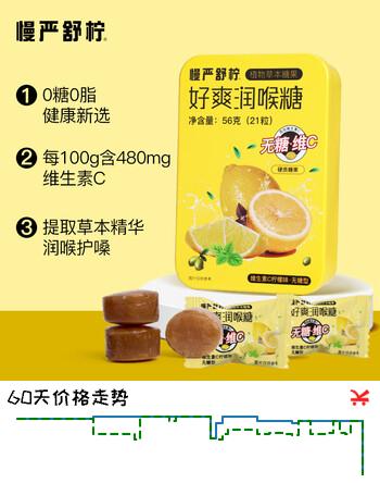 慢严舒柠无糖润喉糖护嗓VC柠檬味56g橘红薄荷口香糖教师节咽嗓子含片