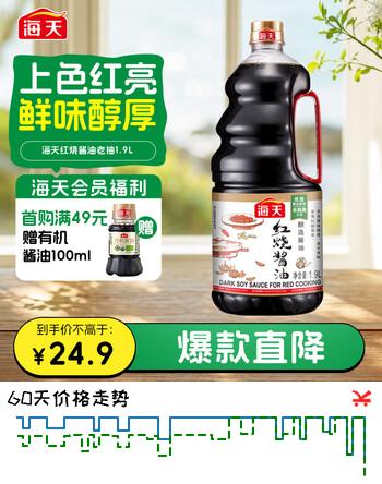 海天 红烧酱油1.9L【一级酱油】经典系列 红烧炖肉上色量贩装