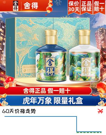 舍得 浓香型  白酒 高度白酒送礼自饮收藏 52度 375mL 2瓶 虎年万象 双支礼盒装