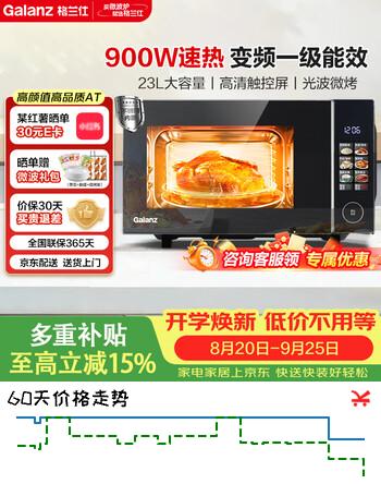 【9折】格兰仕（Galanz）微波炉一级能效微烤一体机23L家用微波炉烤箱光波炉新升级触控大屏【不锈钢内胆】ATG0https://u.jd.com/kDEuKXp----普遍有货 | 下1件最优到手单价：1192 -> 【1098.2】