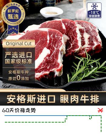 鲜罗纪进口原切安格斯眼肉牛排1.6斤／4-5片 儿童牛排 谷饲育肥牛肉食材