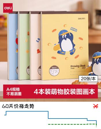 【8折】得力（deli）4本装A4/20张萌物日常儿童图画本画画大号手绘涂画本幼儿园小学生加厚白纸线圈本学生开学礼物https://u.jd.com/41JPmJ8----普遍有货 | 下3件最优到手单价：7 -> 【5.61】