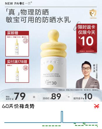 一页小奶瓶防晒宝宝春游必备纯物理防晒SPF30防水防汗儿童防晒霜40ml