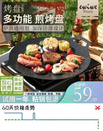 EWIWE多用型烤盘户外型不粘防滑煎盘烤盘麦饭石色不粘燃气灶电磁炉通用 煎烤盘/通用型/30cm