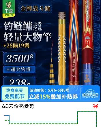 中逵轻量大物竿鱼竿钓鱼竿手竿金牌战斗鲢台钓竿手杆巨物杆鲢鳙鱼竿 7.2m