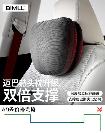 BIMLL汽车头枕迈巴赫奔驰车用颈枕腰靠垫特斯拉车载护颈枕靠枕双芯支撑