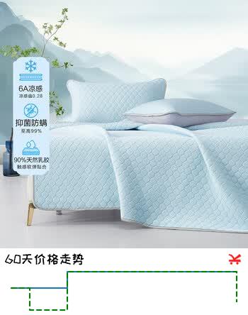 水星家纺集团出品 百丽丝凉席乳胶席子 抗菌防螨可水洗凉感席子枕套套装 [凉感值0.28+天然乳胶+抗菌防螨]蓝桥春雪 150cm*200cm (三件套)