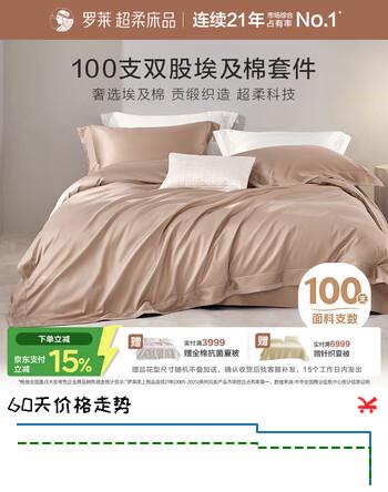 【7折】罗莱家纺 纯棉床上四件套100支埃及棉 轻奢床单被套双人套件 200230https://u.jd.com/xru60v3----普遍有货 | 下1件最优到手单价：1986.3 -> 【1494】