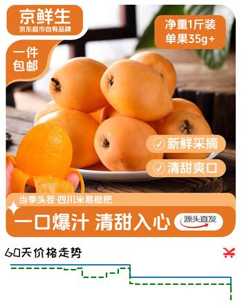 京鲜生米易枇杷净重1斤装 单果35g+ 生鲜水果源头直发