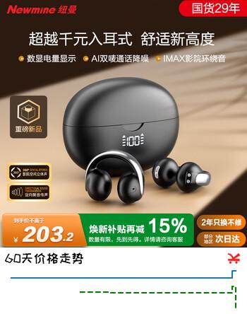 纽曼【2026最新款】耳夹式蓝牙耳机无线开放式运动跑步通话降噪夹耳不入耳骨传导概念适用苹果华为小米