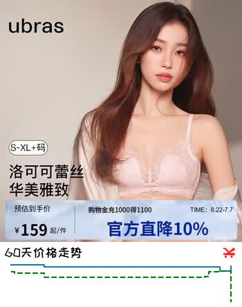 ubras虞书欣同款兔耳杯蕾丝大胸显小聚拢无钢圈文胸