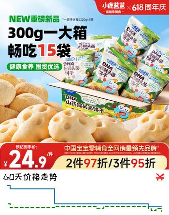小鹿蓝蓝宝宝零食DHA山药猴头菇饼干送礼儿童零食易抓握饼干/++/300g