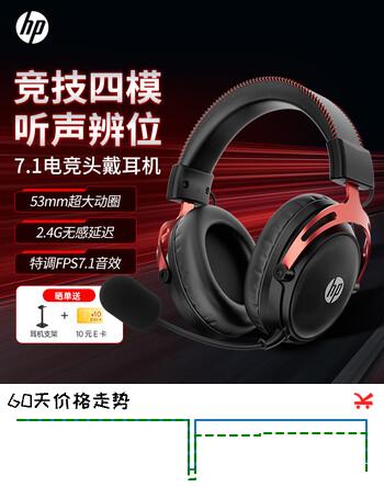 惠普（HP）GH20Pro无线游戏耳机头戴式7.1环绕音效电竞吃鸡三角洲FPS游戏听声辨位适用暗影精灵 无线版黑红色