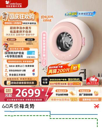 【7折】小天鹅（LittleSwan）壁挂洗烘一体机迷你洗衣机全自动儿童婴儿洗衣机水魔方一级能效家电补贴国家补贴 TD10M30MAX【甜甜圈】 壁挂 1.1kghttps://u.jd.com/41xdEql----多半有货 | 下1件最优到手单价：2939.4 -> 【2253.54】