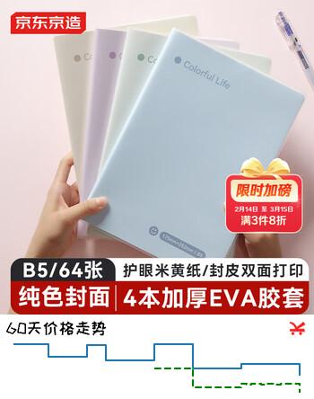 京东京造【热门商品】B5/64张纯色胶套本 笔记本记事本子 高颜值错题本 中学生日记本考研复习