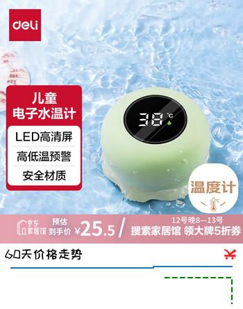 得力（deli）儿童电子水温计 婴儿洗澡安全智能测温 可爱造型低温预警 LE510