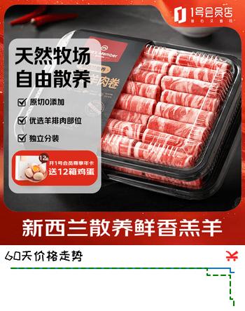 1号会员店新西兰散养原切羔羊肉卷 净重2斤 火锅食材生鲜羊肉羊肉片羊肉卷