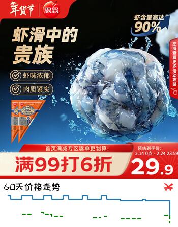 思念【春节也送货】-196°C黑虎鲜弹虾滑100g*2袋 火锅食材丸子麻辣烫