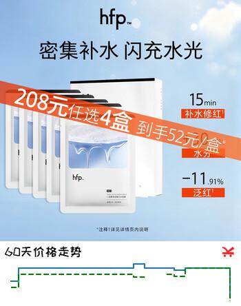 【5折】hfp二裂酵母密集补水面膜保湿修护舒缓水光肌化妆护肤品男女5片https://u.jd.com/x6cFXp5----普遍有货 | 下4件最优到手单价：100.5 -> 【52】