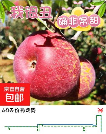 【6折】正宗红富士丑苹果脆爽多汁应季红富士苹果新鲜苹果多仓混发 整箱2斤净重1.7斤A 级中果【果径70-75】https://u.jd.com/4gVoBsH----普遍有货 | 下1件最优到手单价：10.96 -> 【6.9】